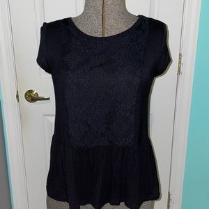 Black Flowy Lace Shirt
